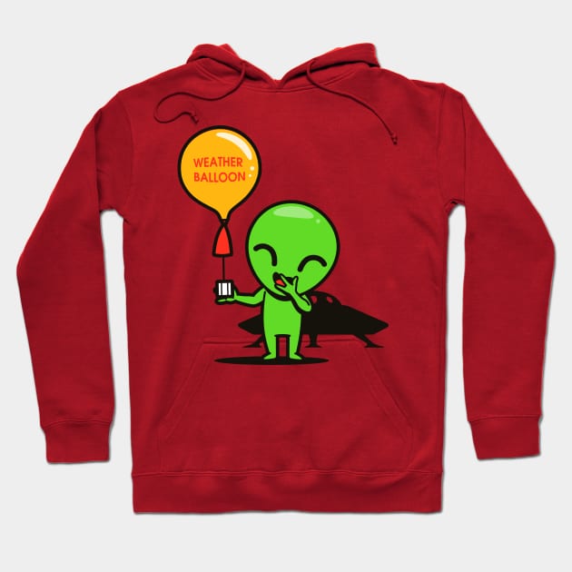 Weather Balloon Funny Cute Original Cute Alien Cartoon Hoodie by Originals By Boggs